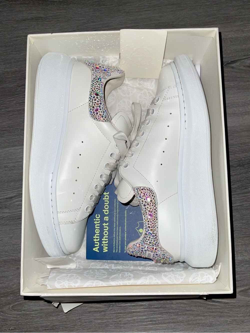 Alexander McQueen “White Crystals” Size 7-7.5 In Men/ EU 40